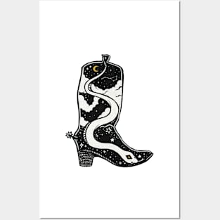 THERE'S A SNAKE IN MY BOOT Starry Snake Design Posters and Art